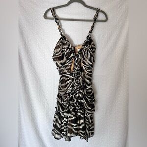 Elliatt black and white ruffle cut out sleeveless mini dress small NWT